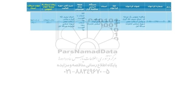 مناقصه عمومی, مناقصه اجرای ترمیم ، لکه گیری و روکش آسفالت