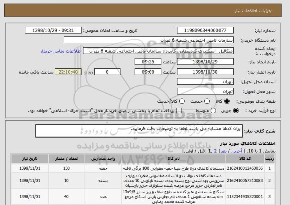 استعلام ایران کدها مشابه می باشد.لطفا به توضیحات دقت فرمایید.