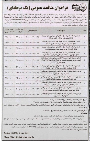 فراخوان مناقصه عمومی, فراخوان بازسازی خسارت ناشی از سیل به کانال 
