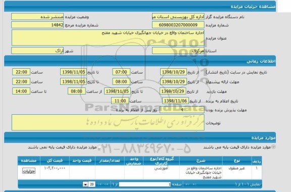 مزایده اجاره ساختمان