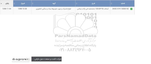 استعلام , استعلام آستافت 18*130.65 با مشخصه فنی ازکا یا پتلاس