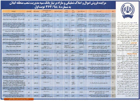 مزایده مزایده فروش اموال و املاک تملیکی و مازاد 