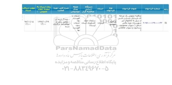 مناقصه بازسازی خسارت ناشی از سیل 