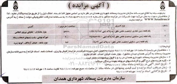 مزایده،مزایده واگذاری یک قطعه زمین تجاری