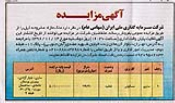 مزایده مزایده فروش ملک مازاد 119.21 متر