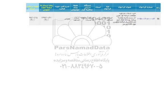 فراخوان ، فراخوان خرید خدمات مشاوره مطالعات مرحله اول تعیین حد بستر وحریم و نقشه برداری رودخانه