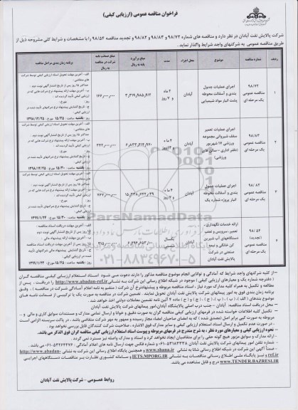 مناقصه,مناقصه اجرای عملیات جدول بندی و آسفالت