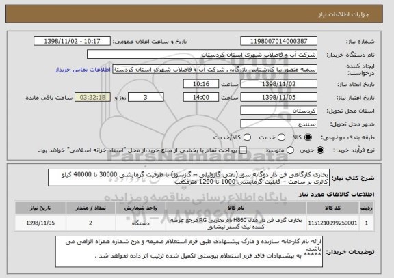 استعلام بخاری کارگاهی فن دار دوگانه سوز (نفتی گازوئیلی – گازسوز) با ظرفیت گرمایشی 30000 تا 40000 کیلو کالری بر ساعت – قابلیت گرمایشی 1000 تا 1200 مترمکعب 