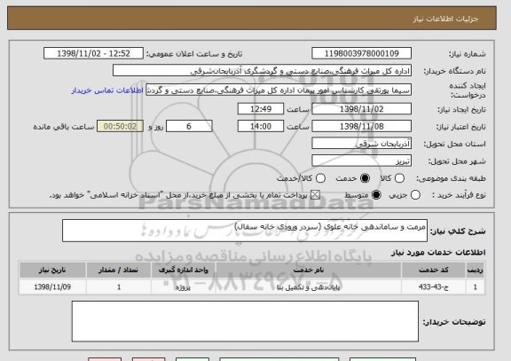 استعلام مرمت و ساماندهی خانه علوی (سردر ورودی خانه سفال)