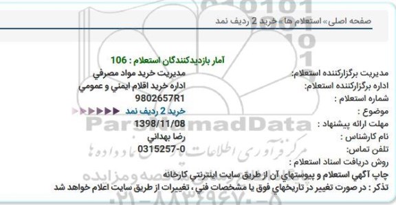 استعلام خرید 2 ردیف نمد 