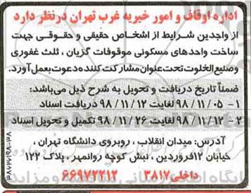 مناقصه ساخت واحدهای مسکونی 