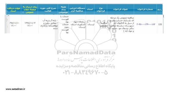 مناقصه بازسازی خسارت ناشی از سیل 