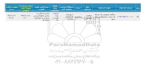 مناقصه مرمت خیابان های سطح شهر 