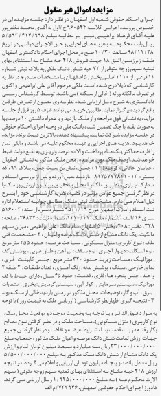 مزایده مزایده فروش 4.8 حبه مشاع از 72 حبه ملکی