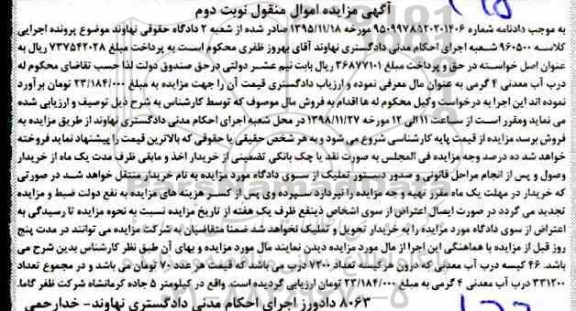 مزایده، مزایده 46 کیسه درب آب معدنی
