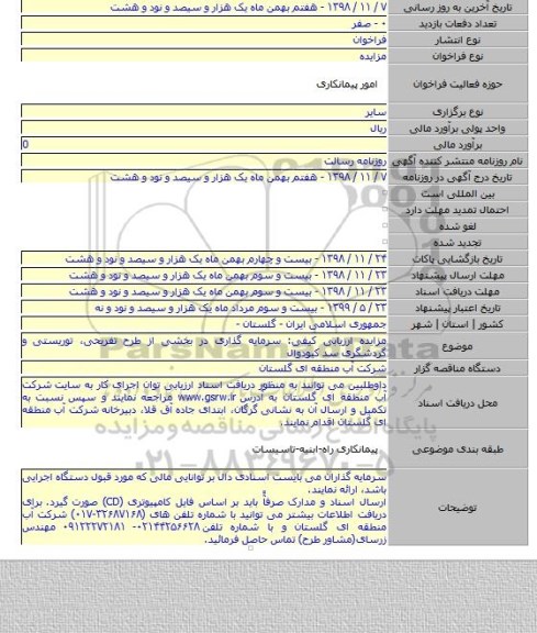 مزایده ارزیابی کیفی: سرمایه گذاری در بخشی از طرح تفریحی٬ توریستی و گردشگری سد کبودوال