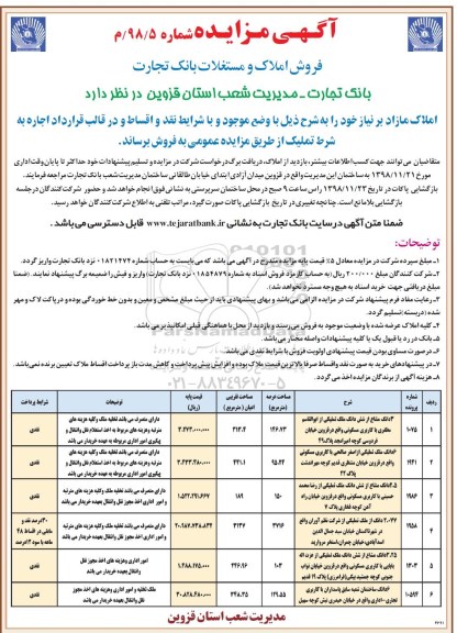 مزایده مزایده فروش املاک مازاد