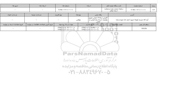 مزایده پلاک 2 فرعی از 1315 اصلی 