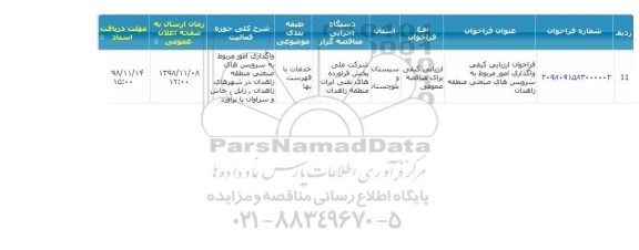 مناقصه ,مناقصه  واگذاری امور مربوط به سرویس های صنعتی منطقه