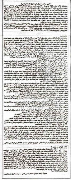 مزایده مزایده ششدانگ پلاک شماره 259 فرعی از 20 اصلی
