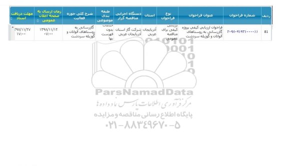فراخوان ارزیابی کیفی، فراخوان ارزیابی کیفی پروژه گازرسانی به روستاهای ...