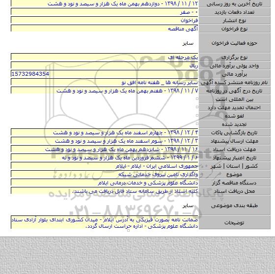 واگذاری تامین نیروی خدماتی شبکه