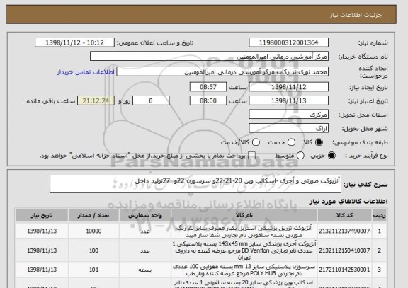 استعلام آنژیوکت صورتی و آجری -اسکالپ وین 20-21-22و سرسوزن 22و  27تولید داخل