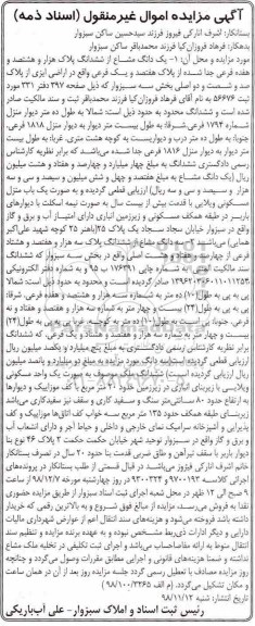 مزایده مزایده یک دانگ مشاع از ششدانگ پلاک