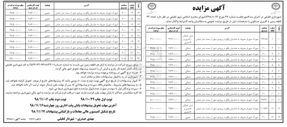 مزایده  مزایده واگذاری 22 قطعه زمین با کاربری مسکونی نوبت دوم 