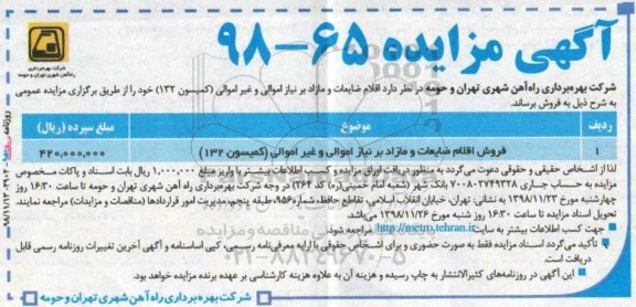 مزایده ، مزایده فروش اقلام ضایعات و مازاد بر نیاز اموالی و غیر اموالی