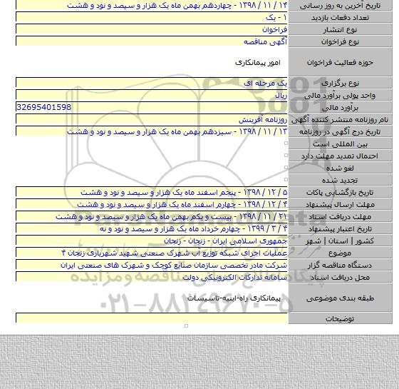 عملیات اجرای شبکه توزیع آب شهرک صنعتی شهید شهریاری زنجان ۴
