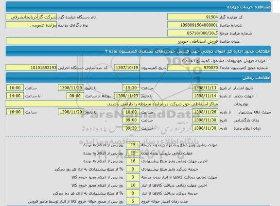 مزایده ، مزایده فروش اسقاطی خودرو