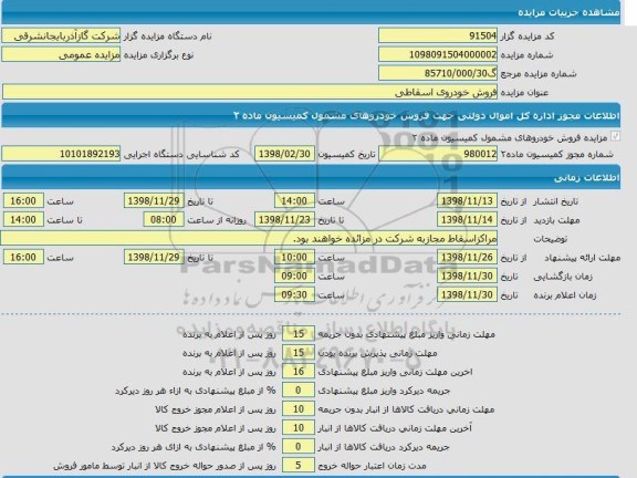 مزایده ,مزایده  فروش خودروی اسقاطی