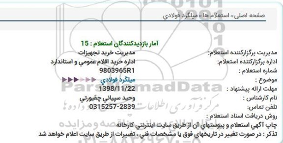 استعلام میلگرد فولادی