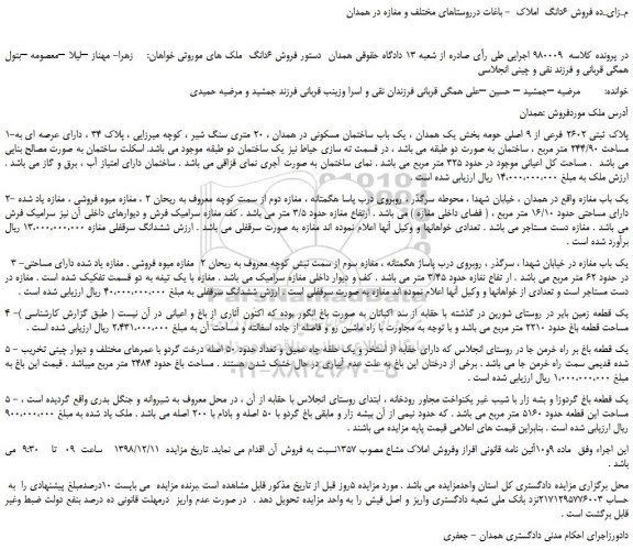 مزایده، مـزایـده فروش 6دانگ  املاک 