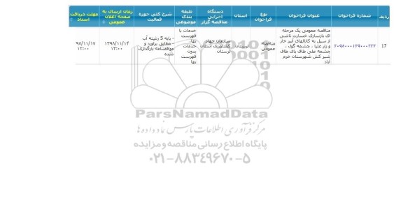 مناقصه, مناقصه بازسازی خسارت ناشی از سیل
