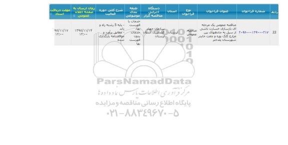 مناقصه بازسازی خسارت ناشی از سیل 