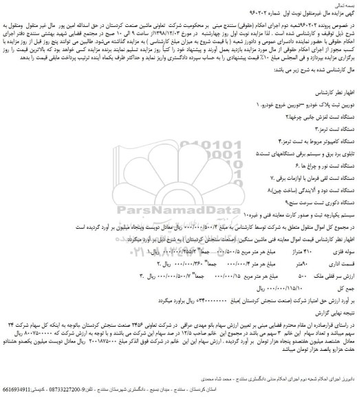 مزایده، مزایده فروش دوربین ثبت پلاک خودرو –دوربین خروج خودرو و...