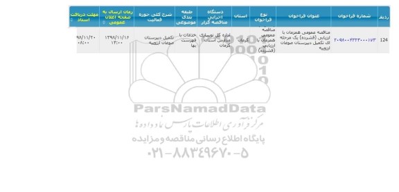 مناقصه , مناقصه تکمیل دبیرستان صوغان