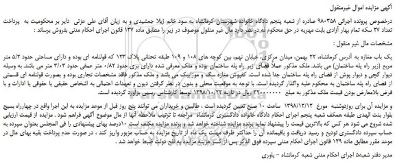 مزایده، مزایده فروش یک باب مغازه
