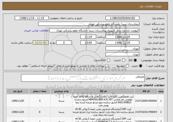 استعلام مصرفی