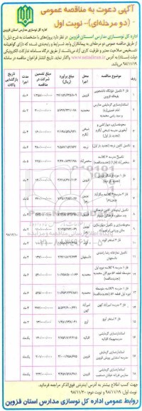 مناقصه, مناقصه فاز 2 تکمیل خوابگاه دانشجویی....