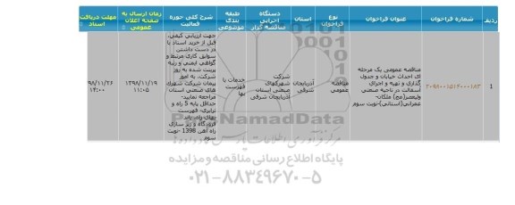 مناقصه،مناقصه احداث خیابان و جدول گذاری و تهیه و اجرای آسفالت