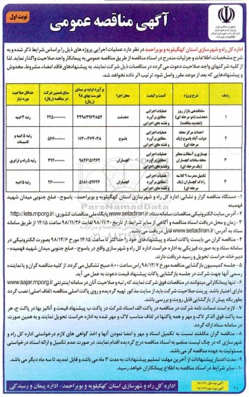 آگهی مناقصه عمومی , مناقصه ساماندهی بازار روز ...