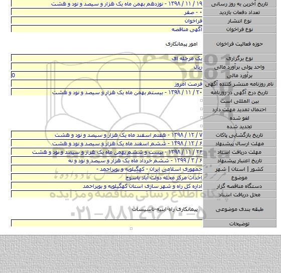 احداث مرکز محله دولت آباد یاسوج