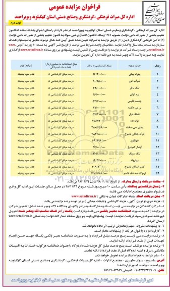 فراخوان مزایده عمومی ,فراخوان مزایده اماکن تفریحی گردشگری - نوبت  دوم 