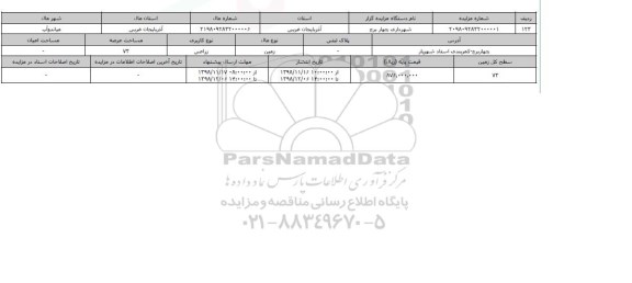 مزایده مزایده   زمین زراعی عرصه 72