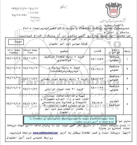 مناقصه , مناقصه خرید 5 ردیف قطعات جرثقیل فولادسازی... 