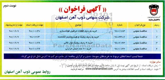 مناقصه , مناقصه خرید 5 ردیف قطعات جرثقیل فولادسازی... 