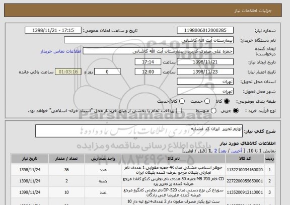 استعلام لوازم تحریر  ایران کد مشابه 